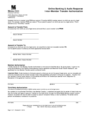Inter-Member Transfer Authorization Form
