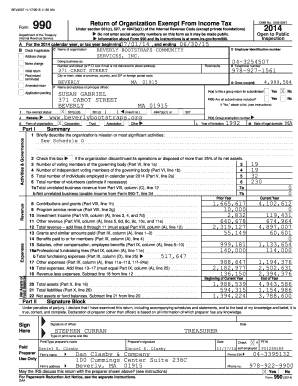 Form 990 2014 Tax Exempt Organization Return