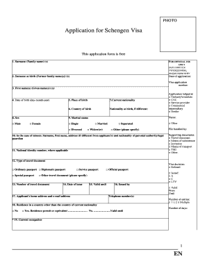 Schengen Visa Application Form
