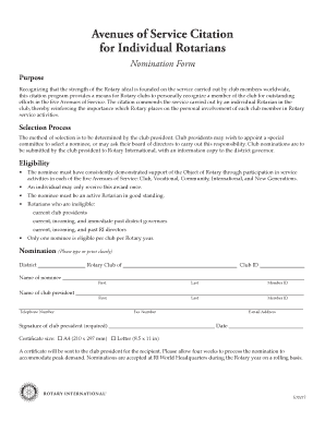 Avenues of Service Citation Nomination Form