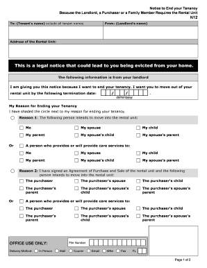 Notice to End Tenancy N12