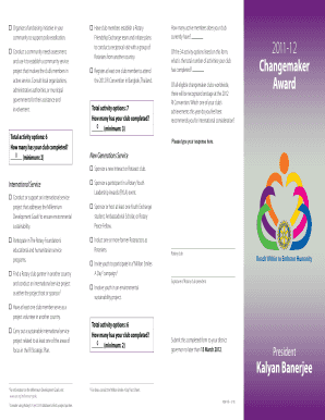 Rotary Club Changemaker Award Application