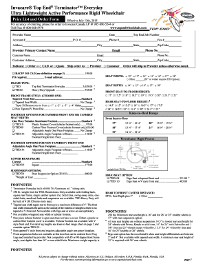 Invacare Top End Terminator Wheelchair Order Form