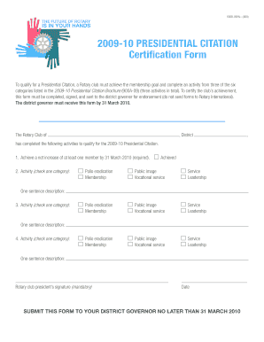 2009-10 Presidential Citation Certification Form