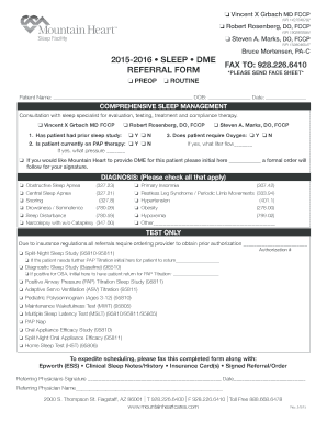 Sleep Study Referral Form
