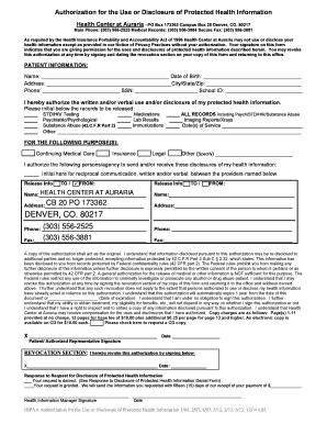 HIPAA Authorization for Health Information Disclosure