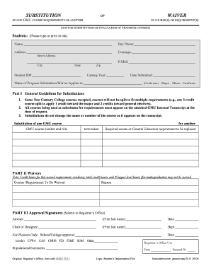 GMU Course Substitution or Waiver Form