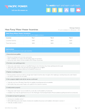 Washington Heat Pump Water Heater Incentives Application