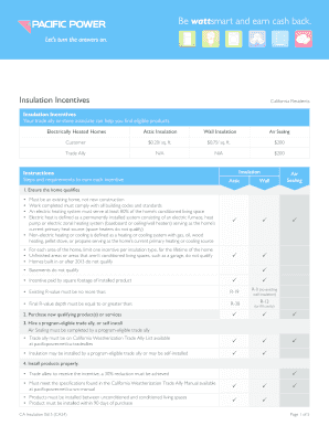 California Insulation Incentives Application