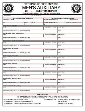 Veterans of Foreign Wars Men's Auxiliary Election Report