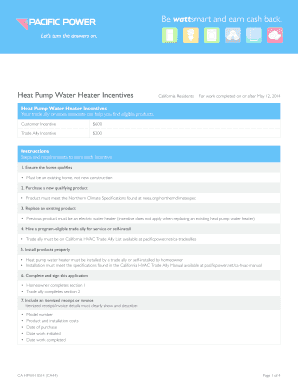 California Heat Pump Water Heater Incentive Application