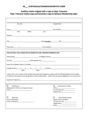 Ladies Auxiliary VFW Membership Form