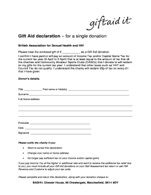 Gift Aid Declaration Form