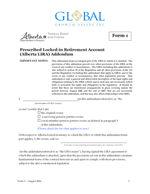 Alberta LIRA Addendum