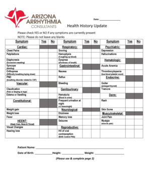 Health History Update Form