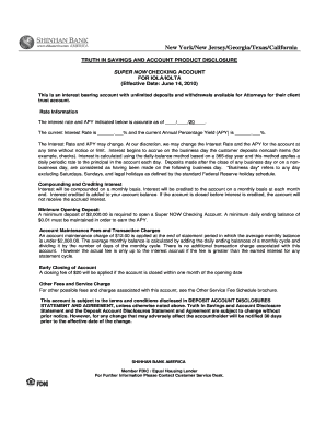 Super NOW Checking Account Disclosure