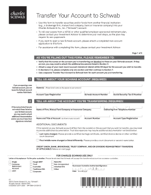 Transfer Your Account to Schwab Form
