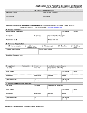 Application for a Permit to Construct or Demolish