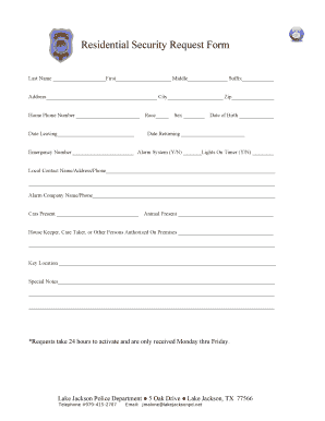 Residential Security Request Form
