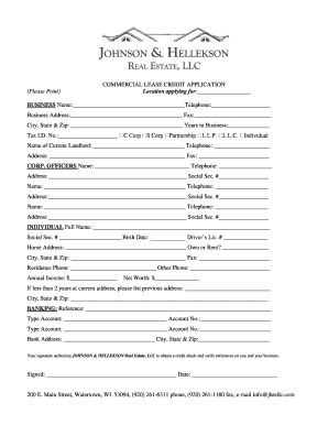 Commercial Lease Credit Application