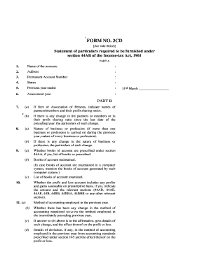 Form 3CD Income Tax Statement of Particulars