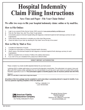 Hospital Indemnity Claim Filing Instructions