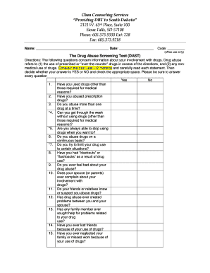 Drug Abuse Screening Test Form