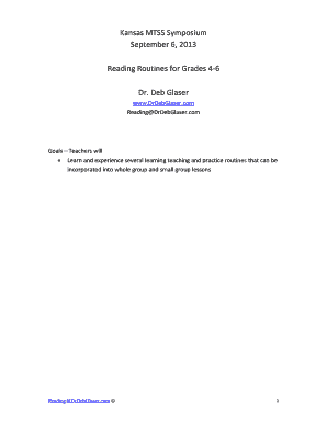 Reading Routines Lesson Plan Form