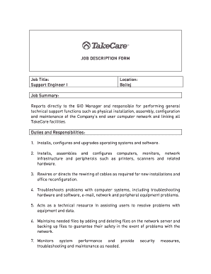 Support Engineer Job Description Form