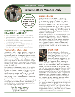 Monthly Health Challenge Exercise Plan