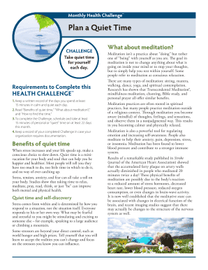 Monthly Health Challenge Meditation Plan