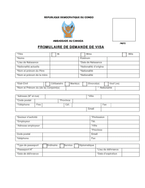 Formulaire de demande de visa
