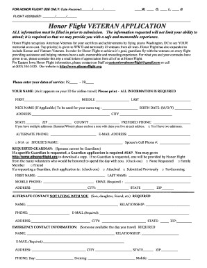 Honor Flight Veteran Application