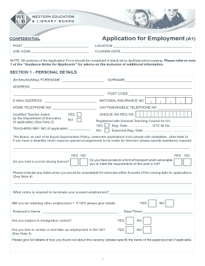 Application for Employment A1