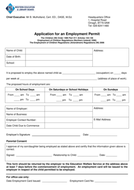 Employment Permit Application for Child