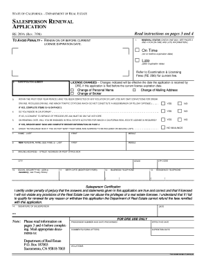 California Salesperson Renewal Application