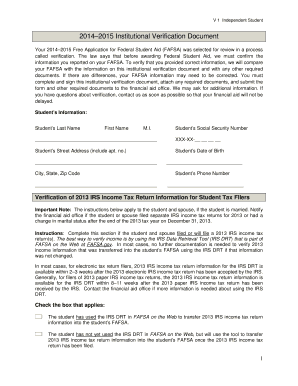 2014–2015 Institutional Verification Document