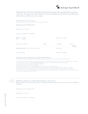 Messe Frankfurt Invoice and Service Order Form