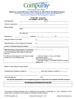 Request to Increase ACH Limit for PowerPayroll/XpressPayroll