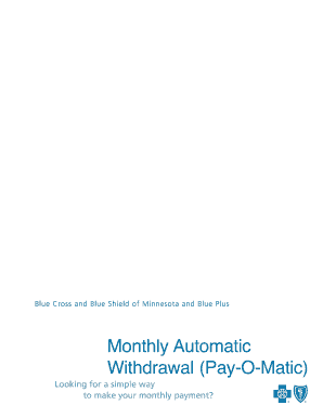 Blue Cross Monthly Automatic Withdrawal Authorization Form