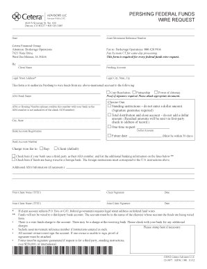 Pershing Federal Funds Wire Request