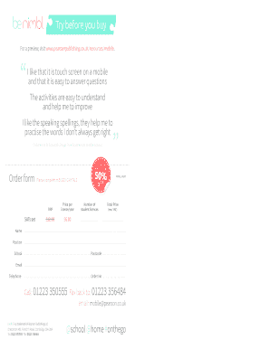 SATs Success Order Form