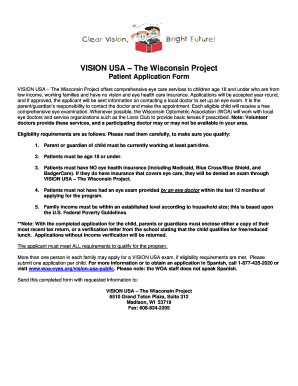 VISION USA Patient Application Form