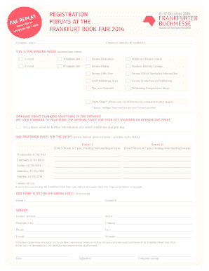 Frankfurt Book Fair 2014 Event Registration Form