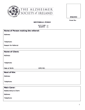 Day Care Respite Referral Form