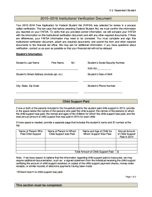 2015–2016 Institutional Verification Document