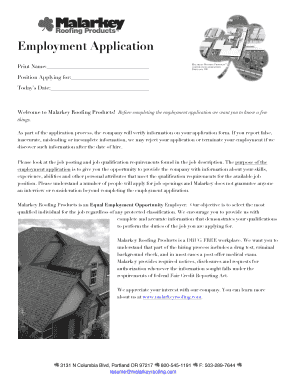 Malarkey Roofing Products Employment Application