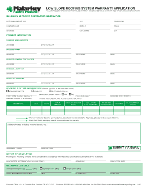 Malarkey Roofing System Warranty Application