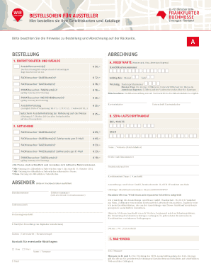 BESTELLSCHEIN FÜR AUSSTELLER