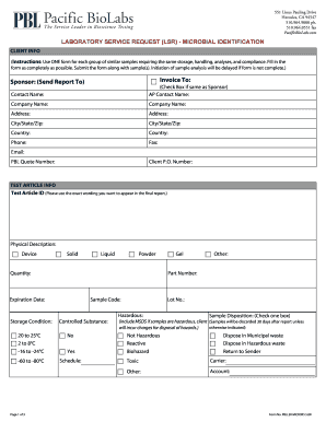 Laboratory Service Request Form